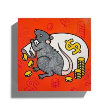 Lisa Champ. At What Cost?, 2025. Aerosol on cradled wood panel (triptych). 8 x 8 x 1.5 in.