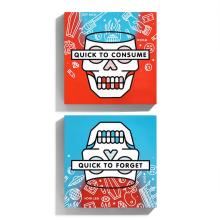 Lisa Champ. Quick to Consume. Quick to Forget., 2022. Aerosol on cradled wood panel. 20  x 20 x 1.5 in. 